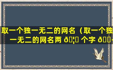 取一个独一无二的网名（取一个独一无二的网名两 🦁 个字 🕷 女生）